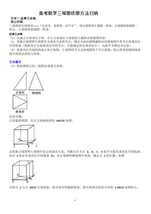 (经典)高考数学三视图还原方法归纳,推荐文档