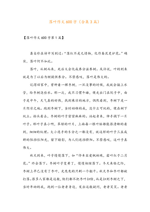 落叶作文600字(合集3篇)