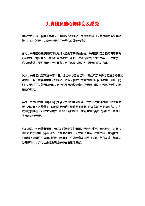 共青团员的心得体会及感受