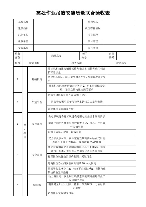 吊篮使用联合验收表