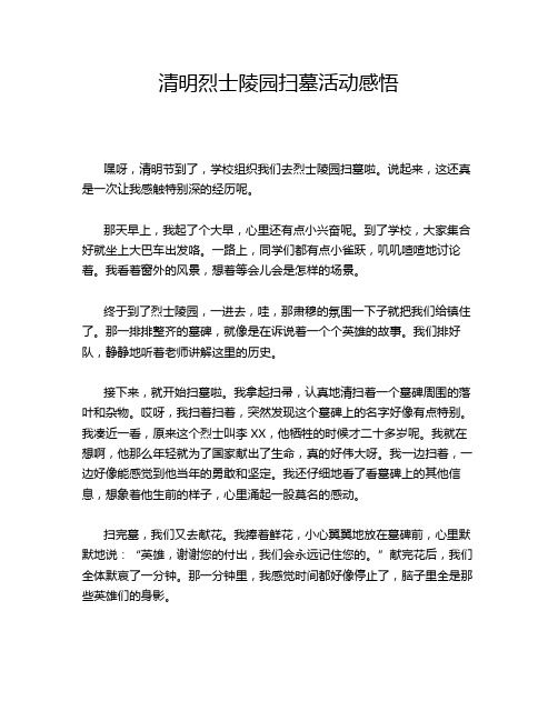 清明烈士陵园扫墓活动感悟