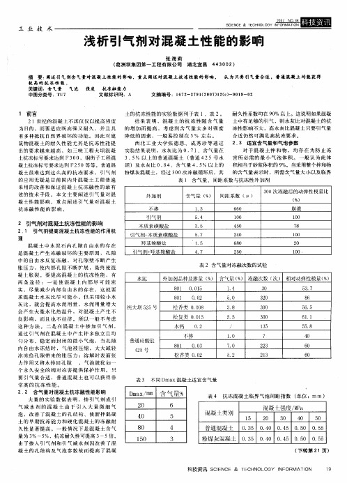 浅析引气剂对混凝土性能的影响