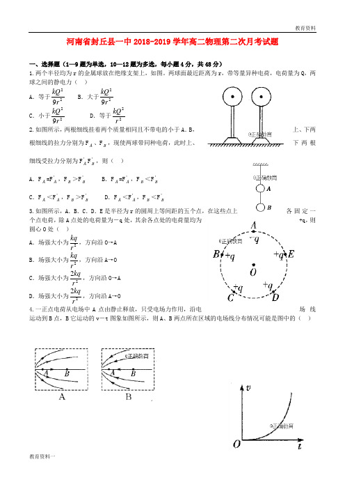 2018-2019学年高二物理第二次月考试题