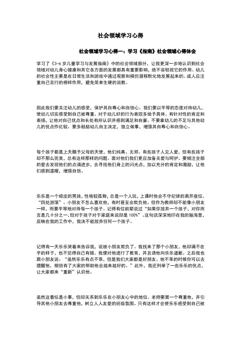 社会领域学习心得