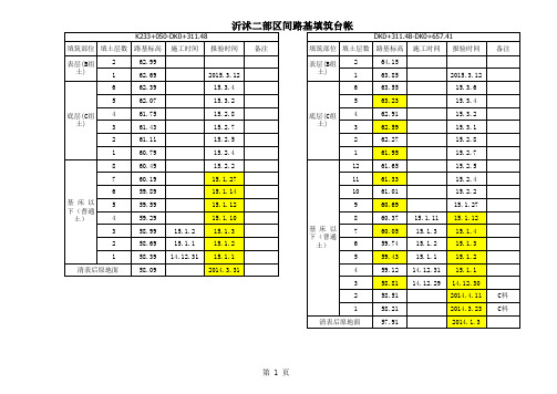 第一作业队区间路基填筑台帐