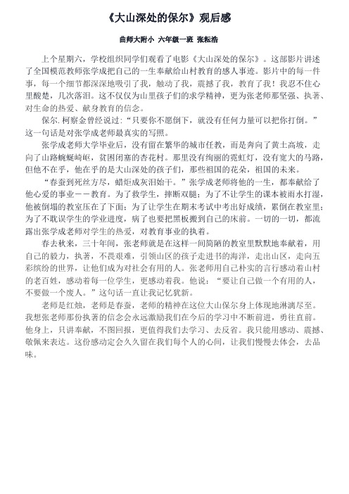 〈大山深处的保尔〉观后感