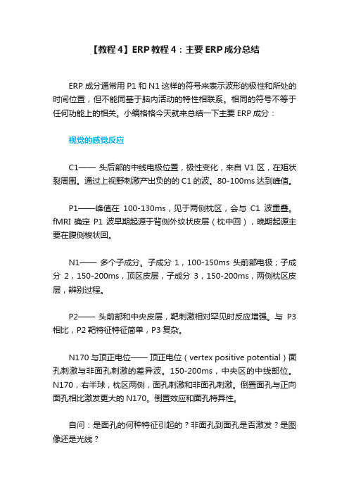 【教程4】ERP教程4：主要ERP成分总结