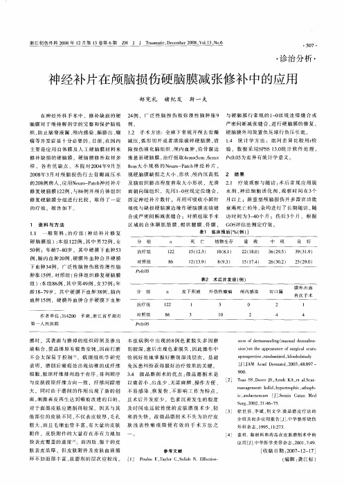 神经补片在颅脑损伤硬脑膜减张修补中的应用