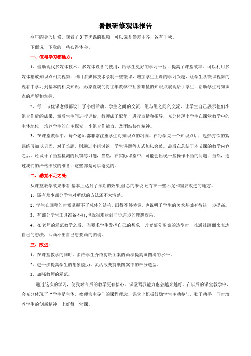 2019暑假远程研修观课报告