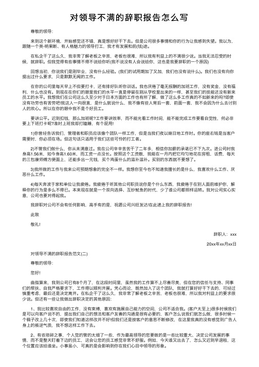 对领导不满的辞职报告怎么写