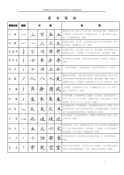 硬笔书法基本笔画