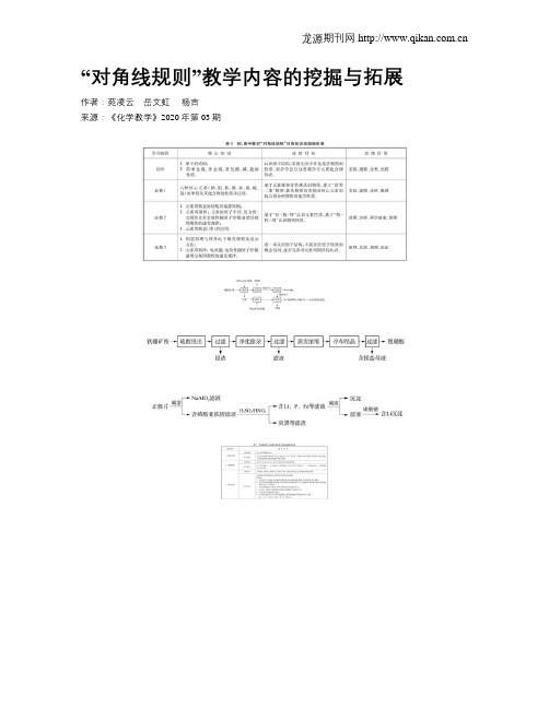 “对角线规则”教学内容的挖掘与拓展