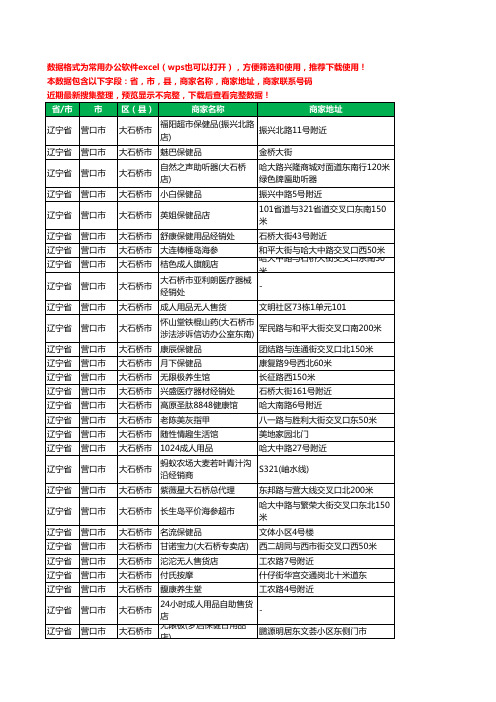 2020新版辽宁省营口市大石桥市保健品工商企业公司商家名录名单联系电话号码地址大全143家