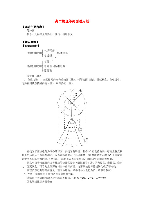 高二物理等势面通用版知识精讲