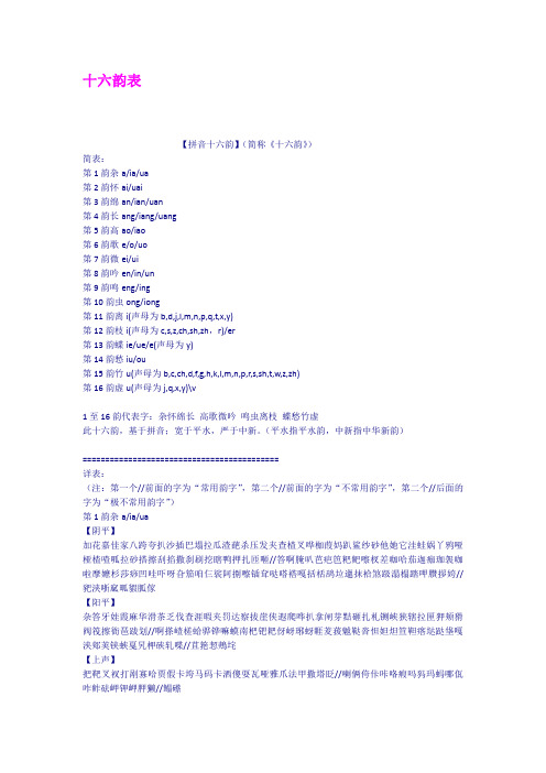 十六韵表