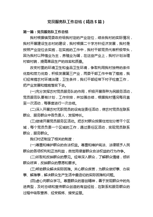 党员服务队工作总结（精选5篇）