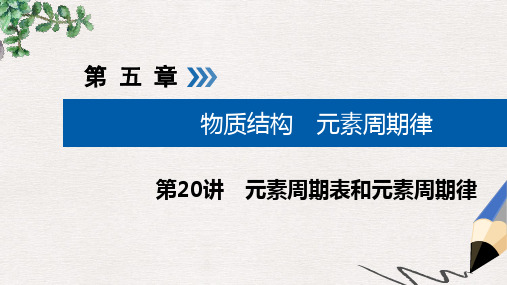 2019版高考化学大一轮复习第20讲元素周期表和元素周期律考点1元素周期表优盐件