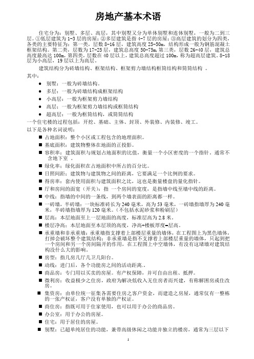 房地产的基本术语