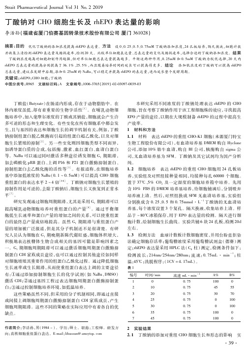 丁酸钠对CHO细胞生长及rhEPO表达量的影响
