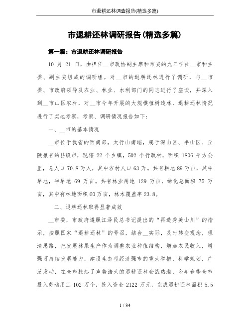 市退耕还林调查报告(精选多篇)