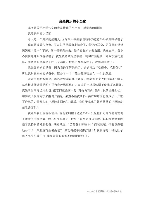我是快乐的小当家_小学作文