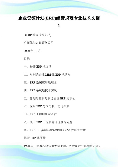企业资源计划(ERP)经管规范专业技术文档.doc