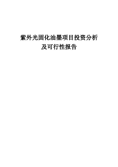 2024年紫外光固化油墨项目投资分析及可行性报告