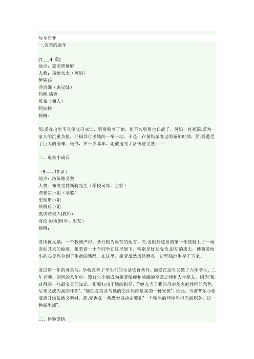 《简爱》每章故事情节概述