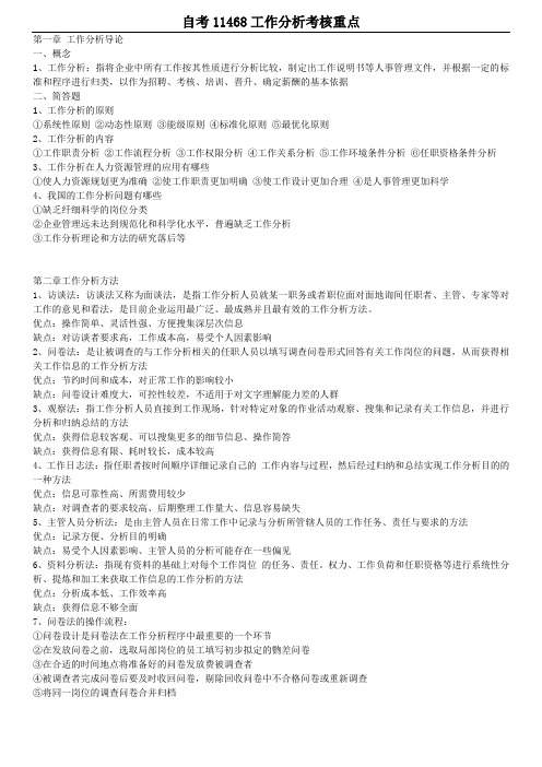 【最新整理】2018年11月自考11468工作分析考核重点