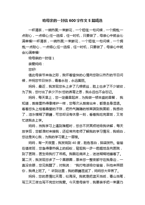 给母亲的一封信600字作文5篇精选