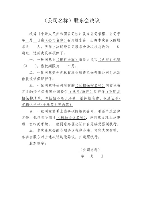 股东会决议(借款人)