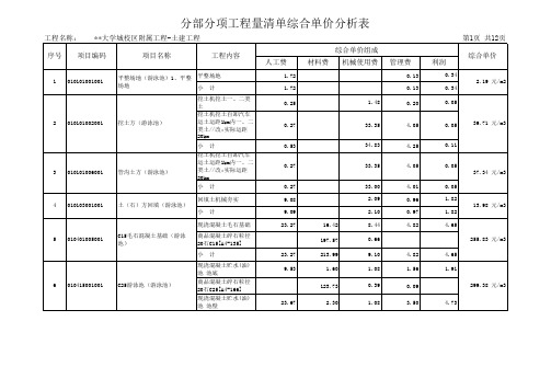 综合单价分析表(格式一)