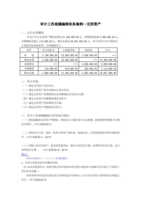 审计工作底稿编制实务案例-无形资产