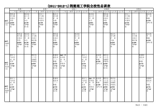 2011-2012-1学期专科课表