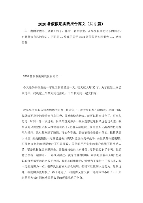 2020暑假假期实践报告范文(共5篇)