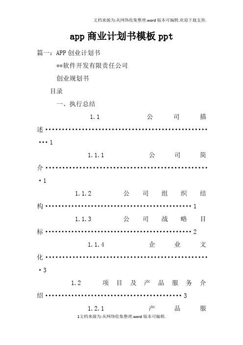 app商业计划书模板