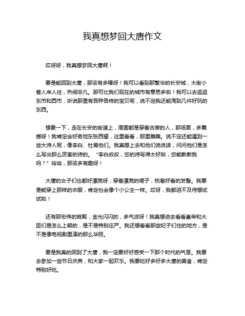 我真想梦回大唐作文