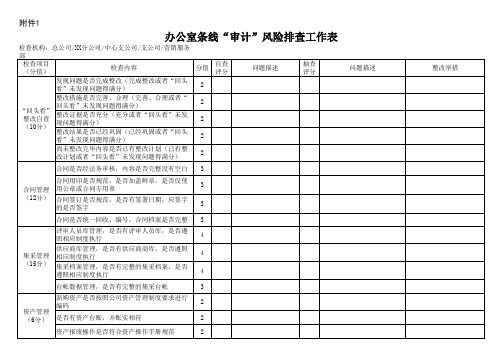 XX人寿保险有限公司办公室条线“审计”风险排查工作表