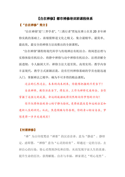 自在禅修 禅修培训班课程体系