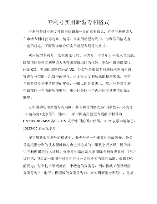 专利号实用新型专利格式