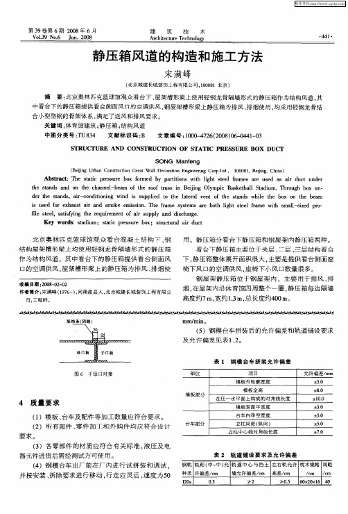 静压箱风道的构造和施工方法
