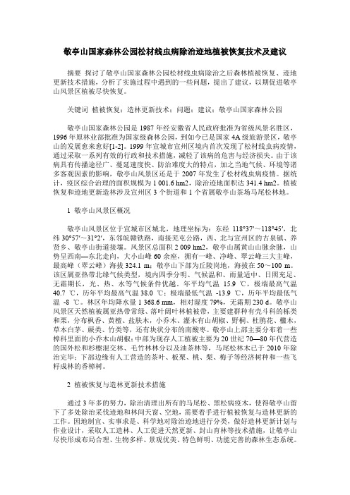 敬亭山国家森林公园松材线虫病除治迹地植被恢复技术及建议