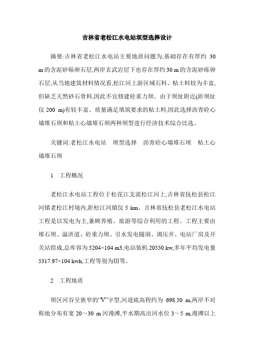 吉林省老松江水电站坝型选择设计