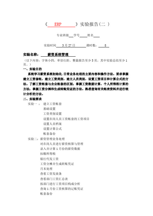 ERP实验报告 薪资管理系统