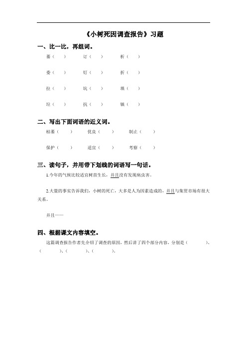 《小树死因调查报告》习题