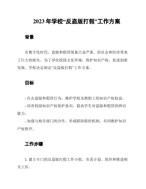 2023年学校“反盗版打假”工作方案