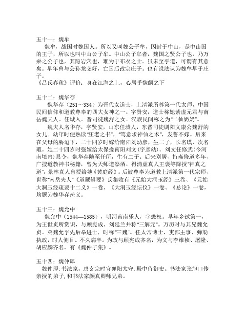 中国魏氏历史文化—名人先贤集锦3