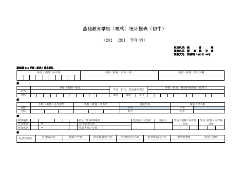 基础教育学校(机构)统计报表(初中)