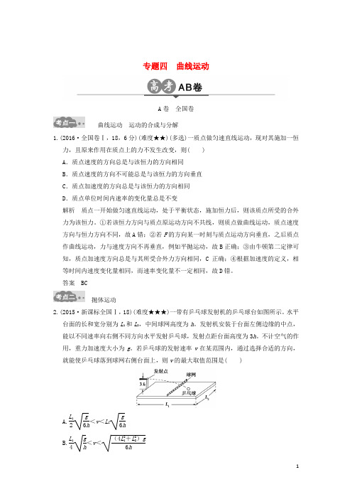 高考物理一轮复习 高考AB卷 专题四 曲线运动