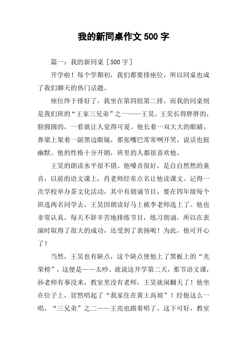 我的新同桌作文500字